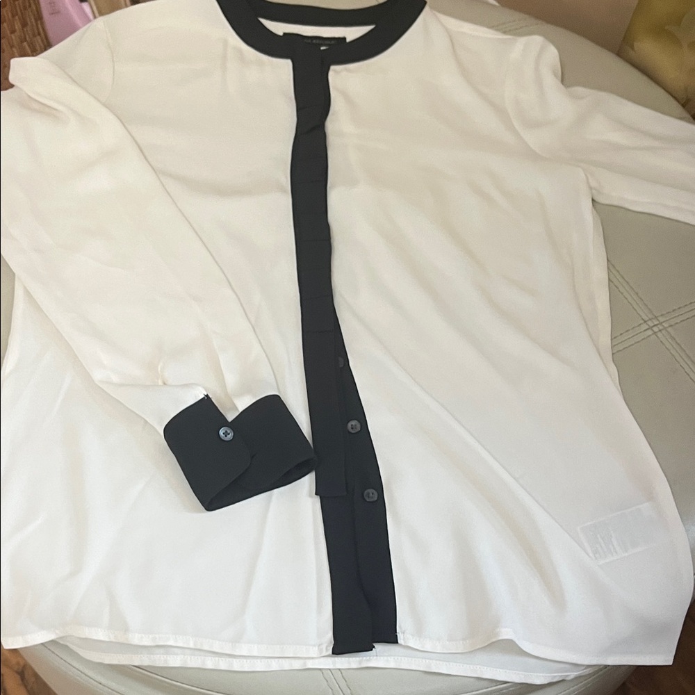 Banana Republic Ivory Blouse with Black Accents